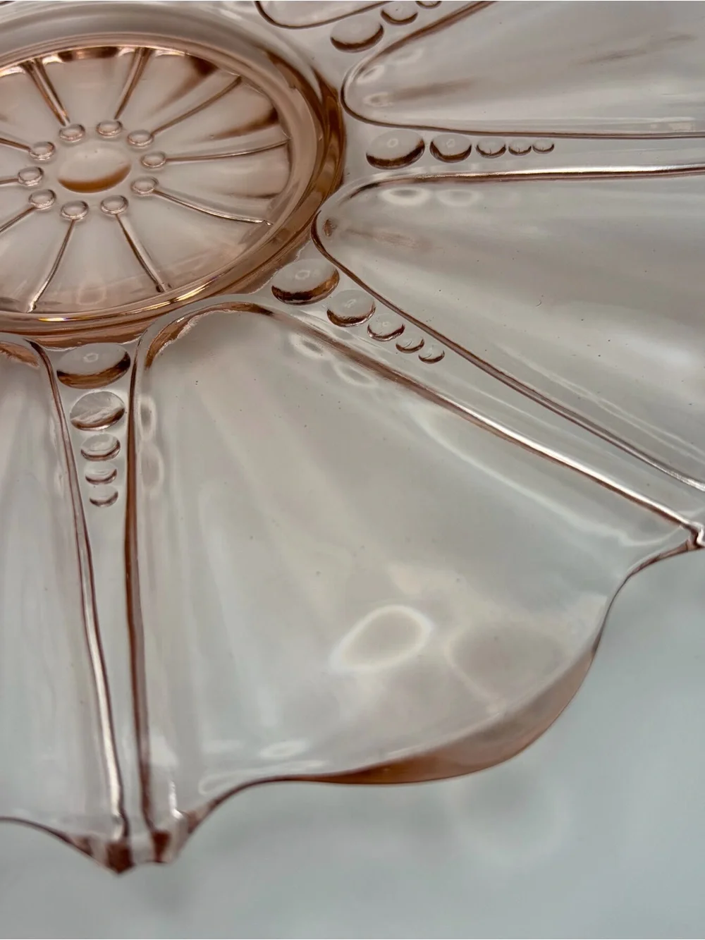 Vintage Anchor Hocking Oyster & Pearl Pink Depression Glass 13” Serving Plate